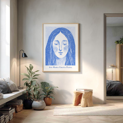 Virgin Mary Art Print - Blue interior mockup 14 - p_9_maria_0003_Layer 9