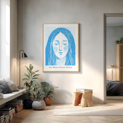 Virgin Mary Art Print - Deep Blue interior mockup 13 - p_9_maria_0004_Layer 8