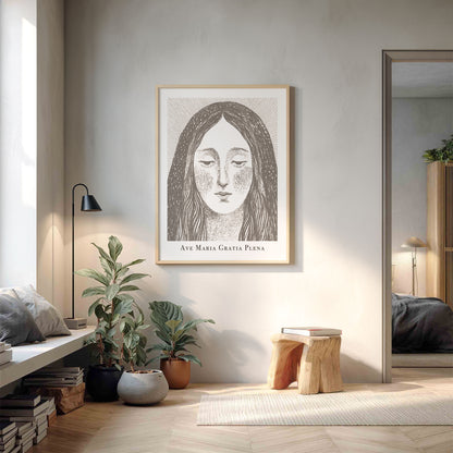 Virgin Mary Art Print - Brown interior mockup 12 - p_9_maria_0005_Layer 7