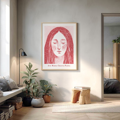 Virgin Mary Art Print - Red interior mockup 13 - p_9_maria_0006_Layer 3
