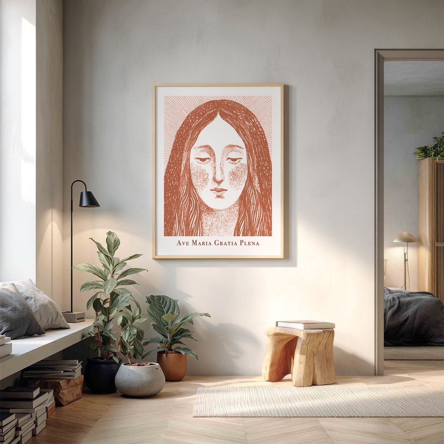 Virgin Mary Art Print - Terracotta interior mockup 11 - p_9_maria_0008_Layer 1