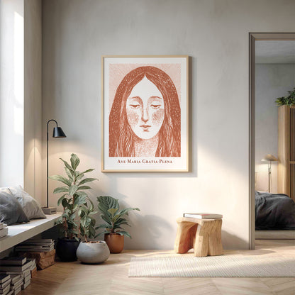 Virgin Mary Art Print - Terracotta interior mockup 11 - p_9_maria_0008_Layer 1