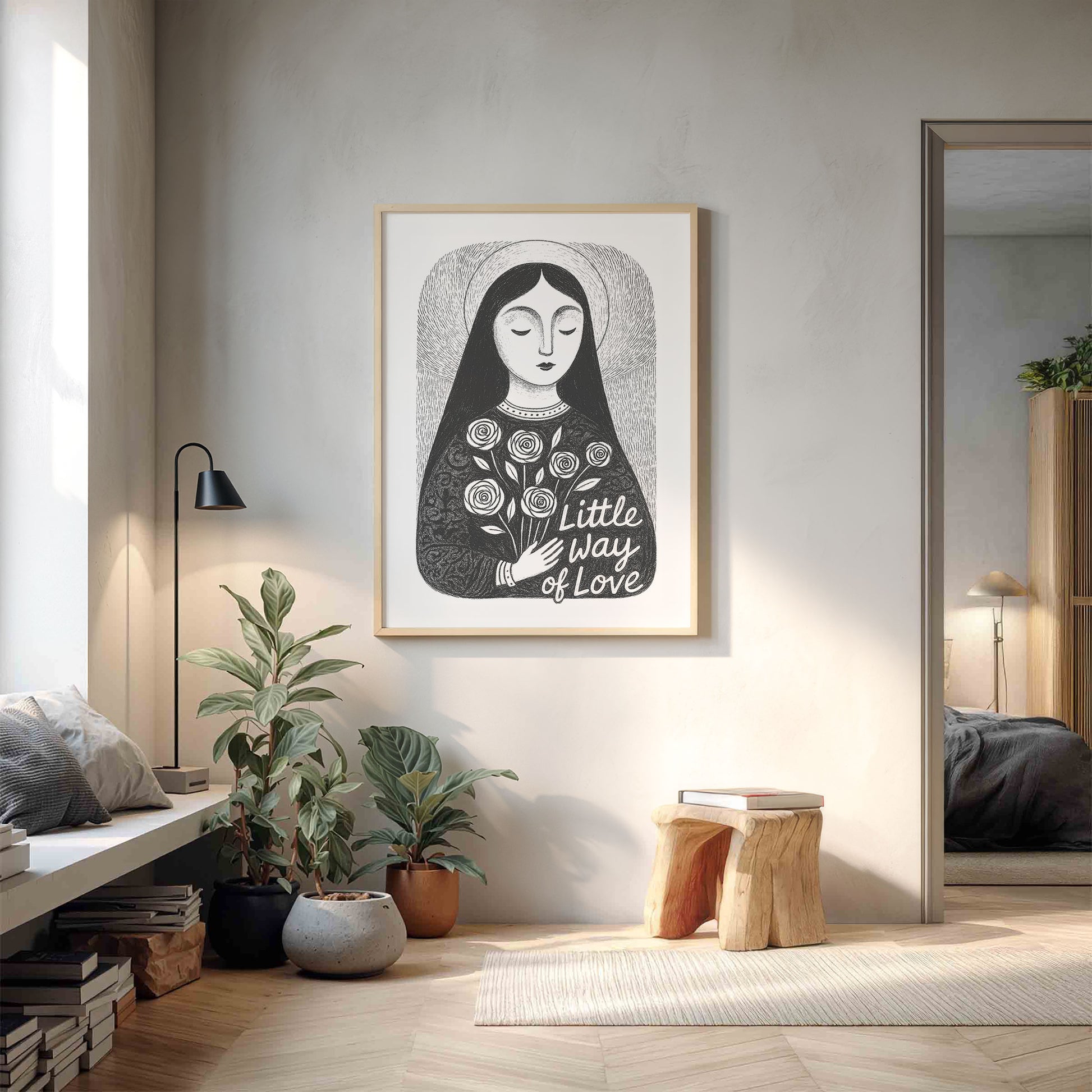St Therese of Lisieux Art Print - Black interior mockup 13 - p_9_ter_0000_Layer 9