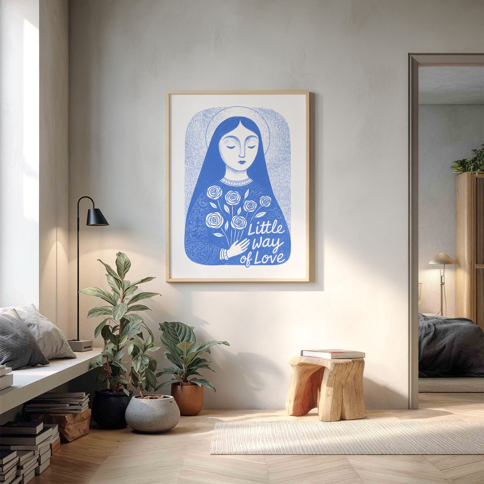 St Therese of Lisieux Art Print - Blue interior mockup 12 - p_9_ter_0001_Layer 8