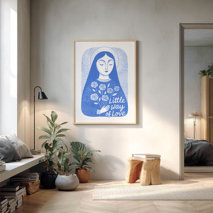 St Therese of Lisieux Art Print - Blue interior mockup 12 - p_9_ter_0001_Layer 8