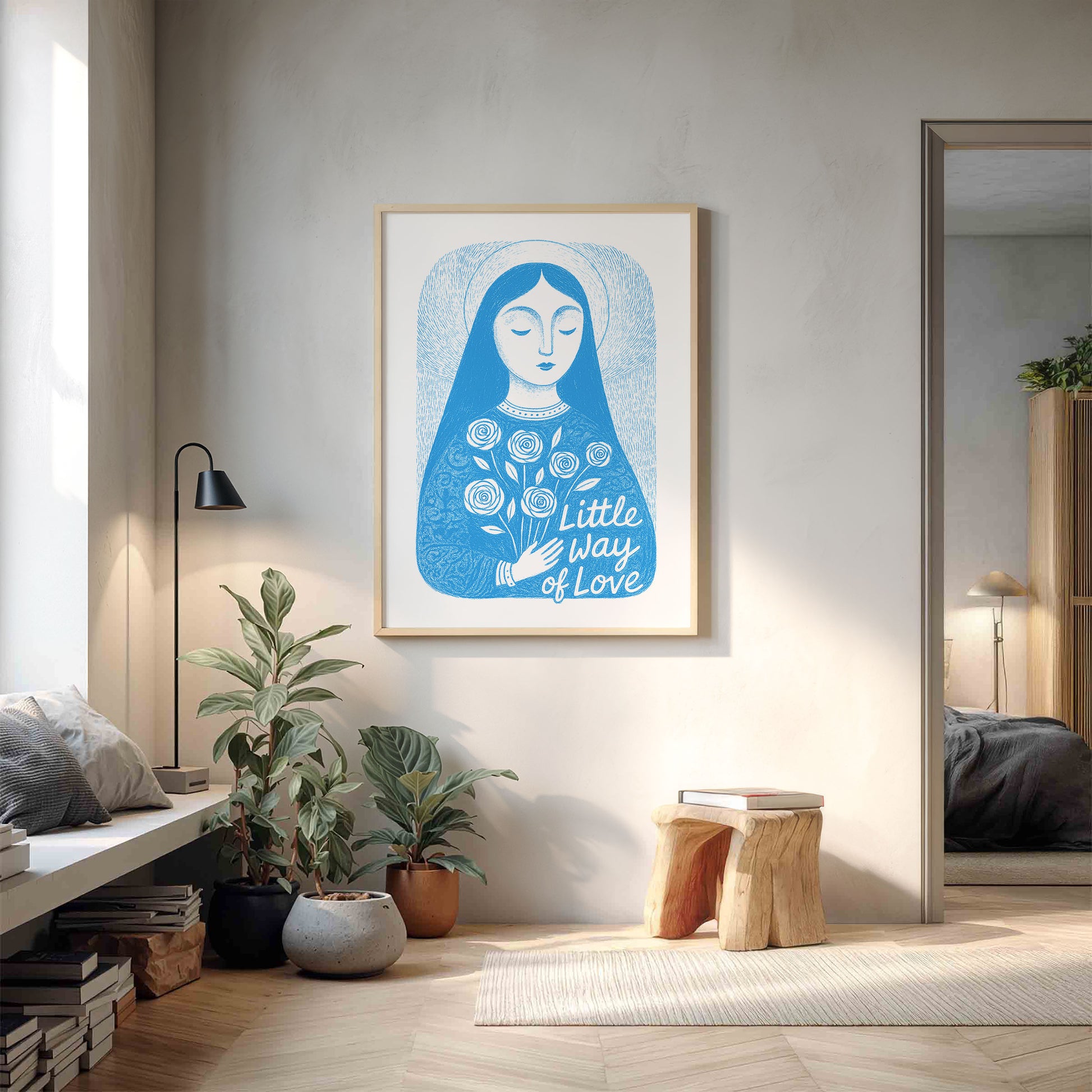 St Therese of Lisieux Art Print - Deep Blue interior mockup 13 - p_9_ter_0002_Layer 7