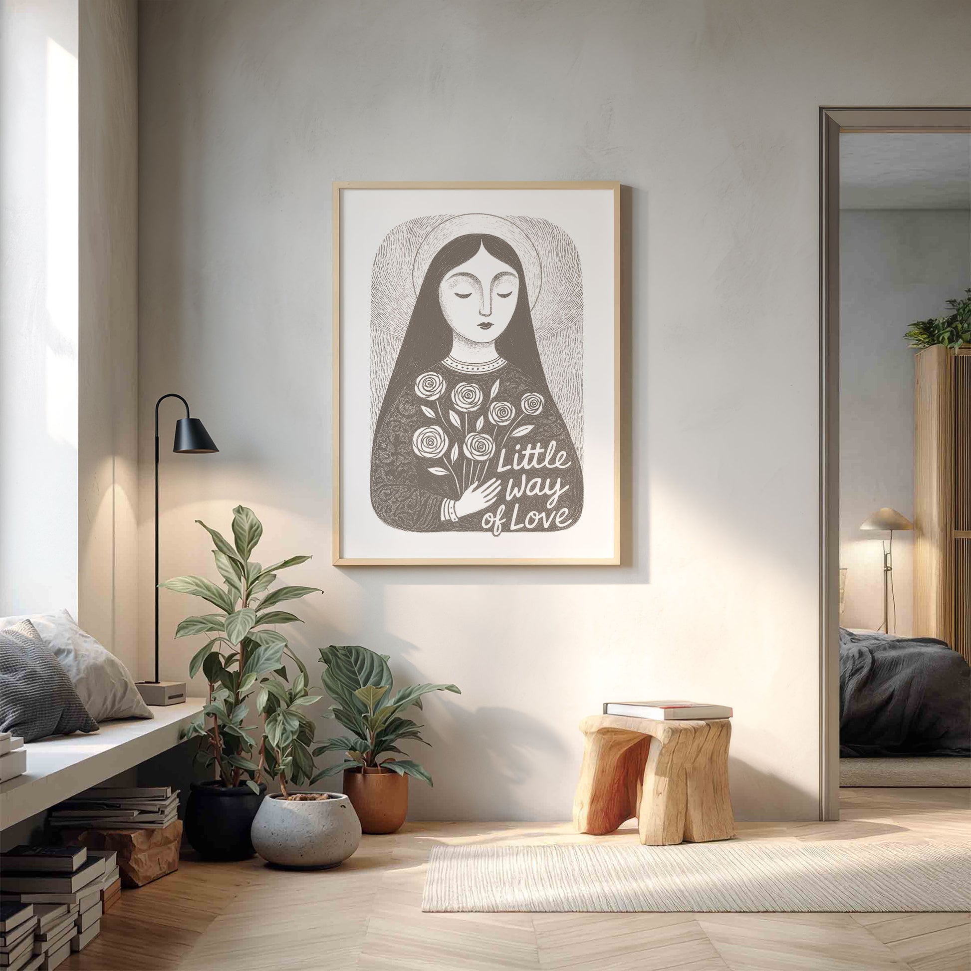 St Therese of Lisieux Art Print - Brown interior mockup 12 - p_9_ter_0003_Layer 6