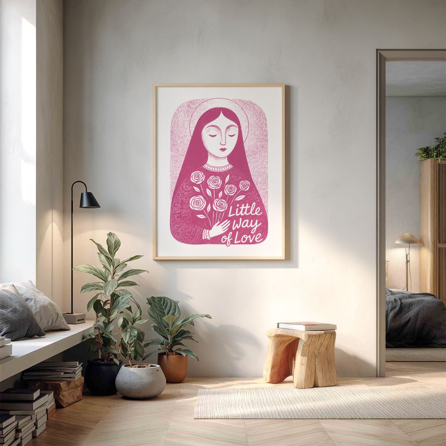 St Therese of Lisieux Art Print - Pink interior mockup 11 - p_9_ter_0005_Layer 4