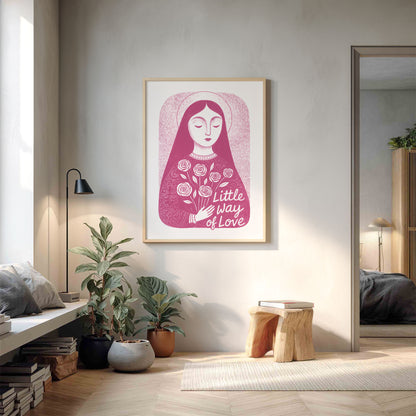 St Therese of Lisieux Art Print - Pink interior mockup 11 - p_9_ter_0005_Layer 4