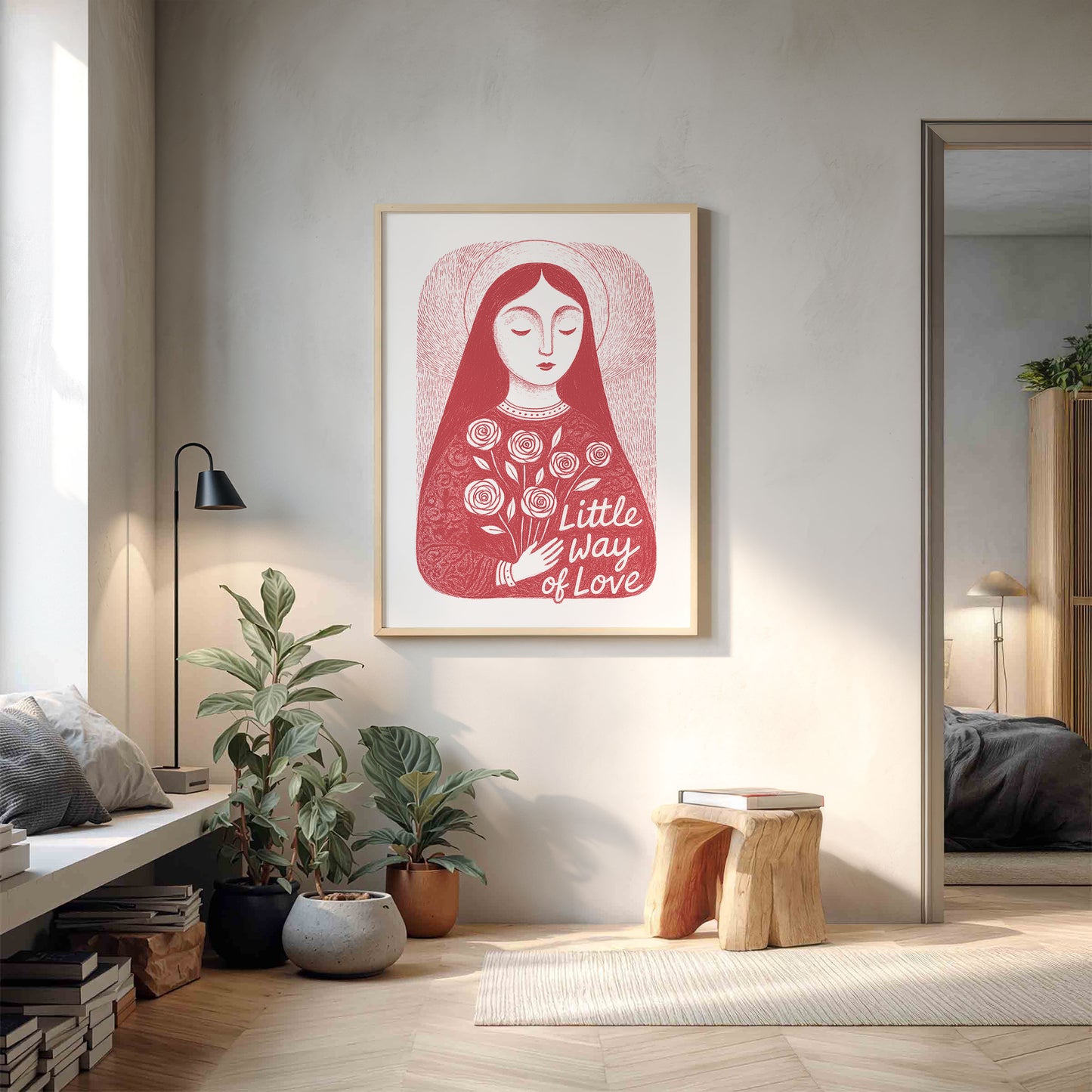 St Therese of Lisieux Art Print - Red interior mockup 12 - p_9_ter_0006_Layer 3
