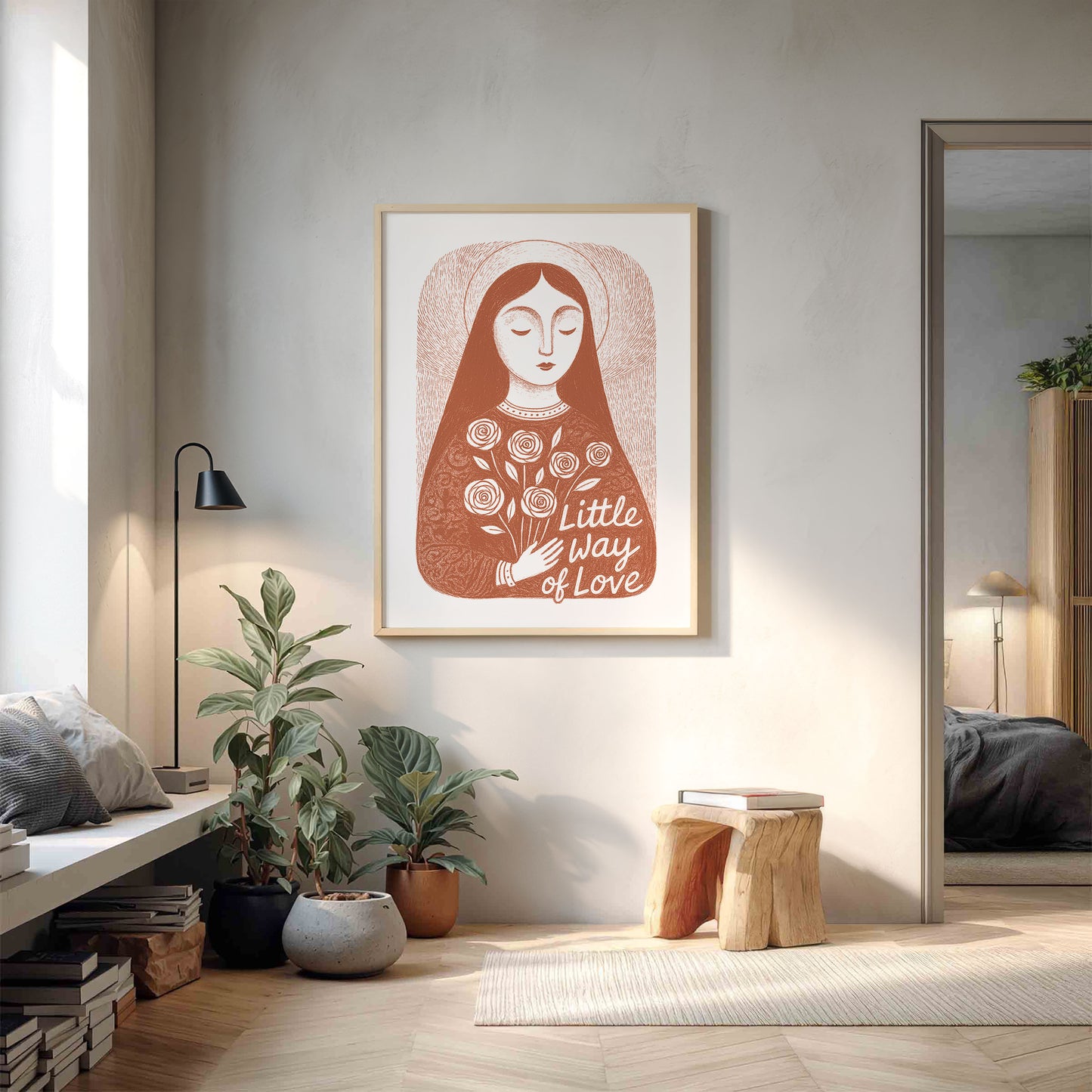 St Therese of Lisieux Art Print - Terracotta interior mockup 11 - p_9_ter_0008_Layer 1