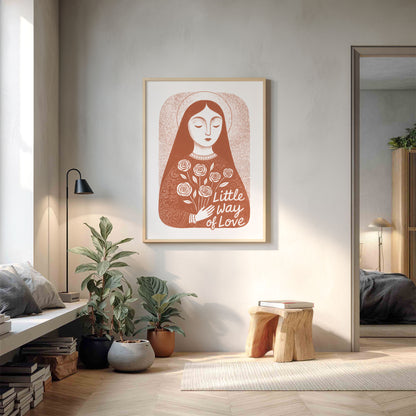 St Therese of Lisieux Art Print - Terracotta interior mockup 11 - p_9_ter_0008_Layer 1